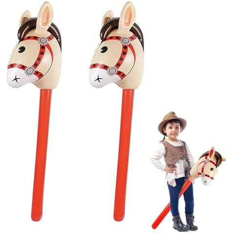 fufupaw 2 Stück Steckenpferd, Steckenpferde, Steckenpferd, Hobby Horsing, Aufblasbares Stabpferd Party Geschenk-Requisiten, Aufblasbare Pferdeballons, Themenparty Festival Geschenk (Beige)