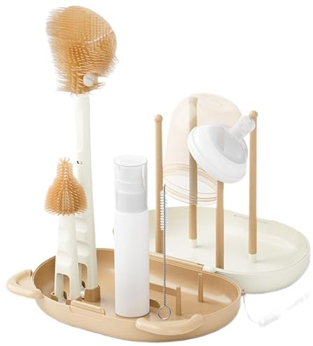 Brosse pour biberon de lait, kit de brosse à tétons, nettoyeur de suceur de bouteille, avec design multifonctionnel, outil de nettoyage sûr et non toxique, 17,7 x 12,6 cm, violet/blanc, pour les