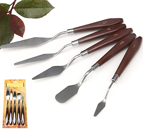 Gandoue en Bois Spatule de Peinture en Acier Inoxydable, Articulation Solide et Bois, Technologie Avancée et Artisanat Exquis, Pales Acier Inoxydable de Haute qualité Peinture à l'huile