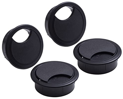 IPEA Passacavi per Scrivania Rotondi Neri – 4 Pezzi – Tappo Passa Cavi e Fili per Tavoli, Scrivanie, Pareti, Ufficio, Casa – Passacavo per fili Computer, Mouse, TV, Telefono – Diametro 60 mm