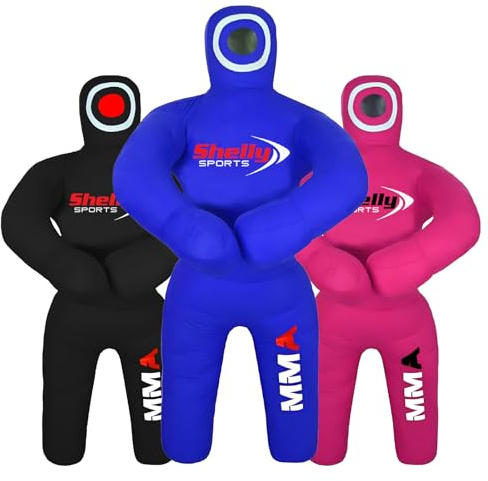 Shelly MMA Brottningsdummy för barn BJJ boxningssäck brottningskompisar brasiliansk JIU Jitsu stående position dummy kampsport boxning karate träningsdummies (47 tum/4 fot) OFYLLD (blå)