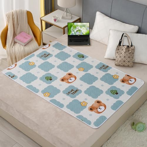 Hearda Empapadores Cama Adultos Lavables, Protector de Cama Absorbentes Impermeable, Salvacamas Transpirable Reutilizables para Incontinencia Niños Adultos Mayores (Oso Adorable,90x200cm)