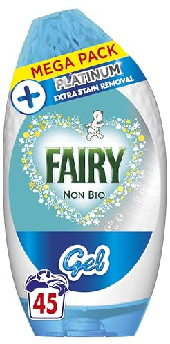 Fairy Non Bio Platinum Laundry Detergent Gel, 45 Washes 1.485 L, Extra Stain Removal, Voted Number 1, For Sensitive Skin