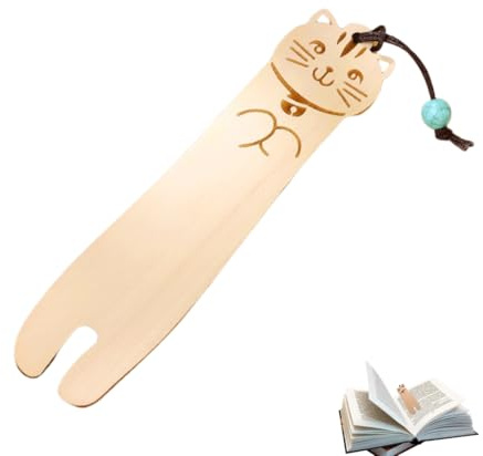 YUVKIN 1 Stück Holz Katze Lesezeichen Süße Handwerks Cat Bookmarks Geschenk für Frauen, Lehrer, Studenten, Buchliebhaber und Katzenliebhaber