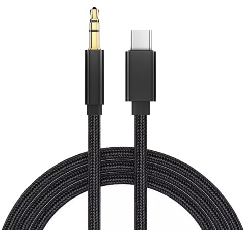 Câble Jack USB C, USB C vers 3,5mm Jack Auxiliaire, Câble Audio pour Voiture Stéréo, Nylon Tressé, Compatible avec Samsung Galaxy S22 S21 S20 Note20, Huawei, OnePlus, iPad, Voiture (1m)