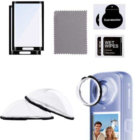 lasuroa 2pcs Lens Guard for Insta360 X5 with 2pcs Screen Protector, Anti-Scratch & Anti-Reflective Twist-Lock Lens Cap Cover Replacement Kit for Insta 360 X5 Accessories Shockproof & Dustproof