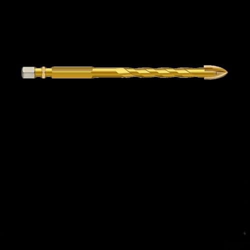 Juego de brocas para cerámica, hormigón, azulejos, vidrio, madera, metal, plástico, brocas de aleación de vástago hexagonal cruzado de 5 a 12 mm con 4 bordes de corte, compatible con mano y (8 mm)