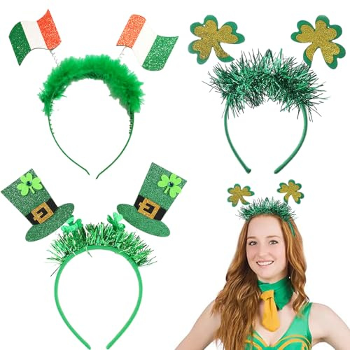 GWAWG 3 cerchietti per la festa irlandese di San Patrizio, cappello con trifoglio verde, accessorio per costume da uomo e donna