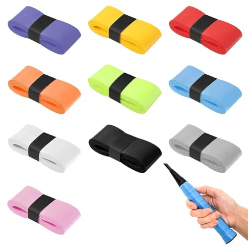 10 Pezzi Nastro Grip per Racchetta Multicolore 110 cm Nastro Antiscivolo Autoadesivo per Racchetta da Tennis e Badminton Grip Universale per Racchette Sportive Impugnatura Comfort Assorbimento Sudore