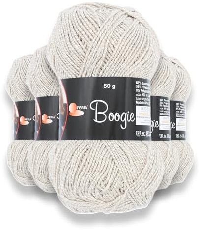 Feria® 5x50g Boogie Sommer Sockengarn – Baumwoll‑Sockenwolle – Strickgarn für Socken – OEKO‑TEX (Farbverlauf Natur)
