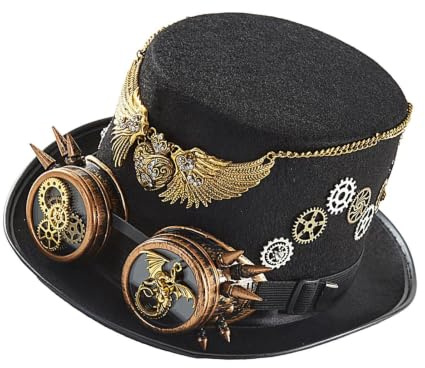 Steampunk Cylinderhatt Gotisk Unisex Portabel Huvudbonad Med Goggle | Halloween Steampunk Cylinderhatt För Kvinnor, Män, Tonåringar, Festliga Fester, Maskeradbaler, Karnevaler, Cosplay,