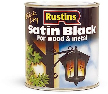 RUSTINS Quick Drying Satin Black Paint 500ml - Effortless Application for a Smooth, Professional Finish – Perfect for DIYers Seeking Fast Results and Durability on Interior & Exterior Surfaces