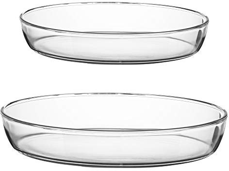 2-teilig Borcam-Set Backform Glas Auflaufform Servierform oval Glasauflaufform