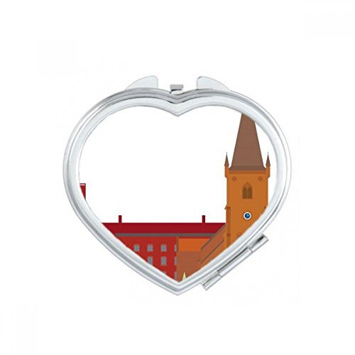 DIYthinker Dänische Koling Größere Sehenswürdigkeit Gebäude Herz Compact Make-up Taschenspiegel Tragbare Nette kleine Hand Spiegel Geschenk Mehrfarbig
