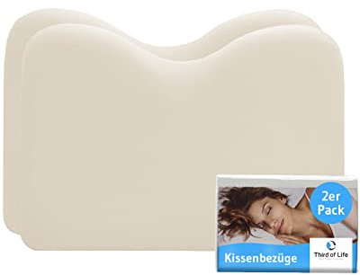 Kissenbezug Elfenbein-weiß Doppelpack, Perfekt für NuMOON & MaBELLA Kissen, Baumwolle (Double Jersey), Bügelfrei & trocknergeeignet, Kissenhüllen 2er Set mit Reißverschluss, Oeko-Tex Zertifiziert