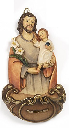 Acquasantiera San Giuseppe in Resina cm. 13,5 d'appendere classico by Paben