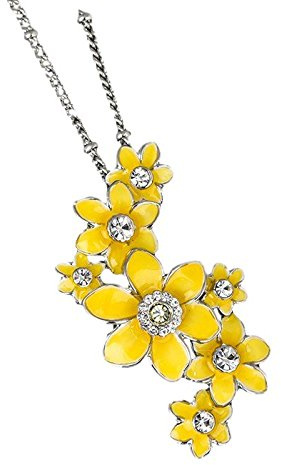 equilibrium Radiant Daffodil Cluster Enamel & Crystal Pendant Necklace Gift Boxed