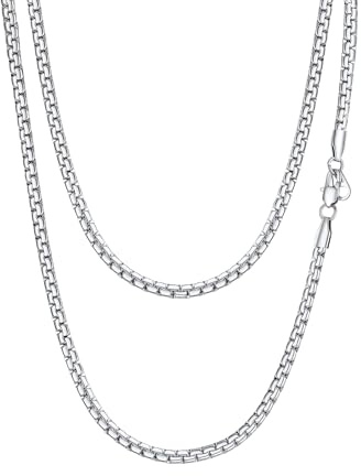 PROSTEEL Herren Halskette hochwertig Edelstahl Platte Venezianierkette Erbskette 2MM/4MM/6MM/8MM breit Kette mit Karabinerverschluss für Männer Jungen, Länge 46-76CM wählbar