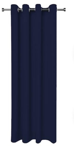 Rollmayer Vorhänge Schal mit Ösen Kollektion Vivid (Dunkel Blau 16, 135x175 cm - BxH - 2 er Pack) Blickdicht Uni einfarbig Gardinen Schal für Schlafzimmer Schal