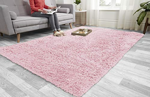 Super Soft FLUFFY Shaggy Rug Anti-Slip Carpet Mat Living Room Large Area Rugs Modern Floor Bedroom Extra Large Size Non Shedding (Pink, 160cm x 230cm (5.5ft x 7.5ft))