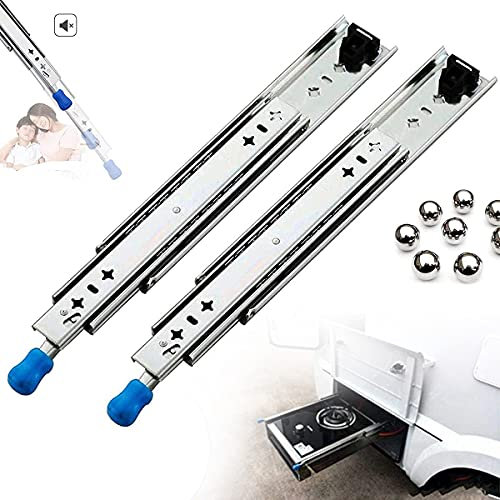 ZH-VBC 2pcs Schubladenschiene Vollauszug Schwerlastauszug mit Arretierung, Schubladenschienen Softclose Teleskopschiene Push to Open, Industriell SchubkäSten, 1 Paar,14inch(350mm)