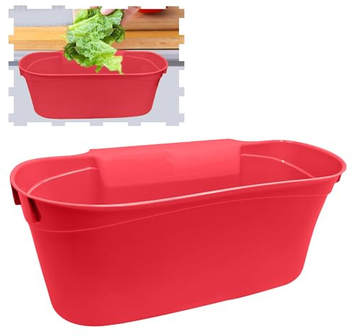plastific Kitchen over Cabinet Drawer Door Basket Hanging Attach a Trash Waste Bin Box (31 x 17.5 x 13cm) (Fuchsia)