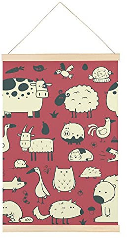 Magnetischer Posterrahmen Schafe, Kühe, Gänse Posterschiene Holz Posterleisten Drucken Posterhänger Bilderleiste 40x60cm