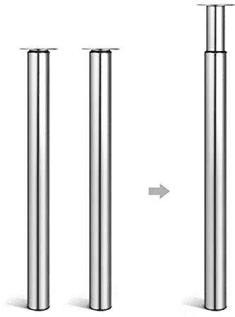 Dhouse Tischbeine Höhenverstellbar 710-1100mm, 2 Stück Ø 60 mm, Zylindrisch Metall Möbelfuß für Frühstückstisch Schreibtisch Arbeitsplatten (Chrom)