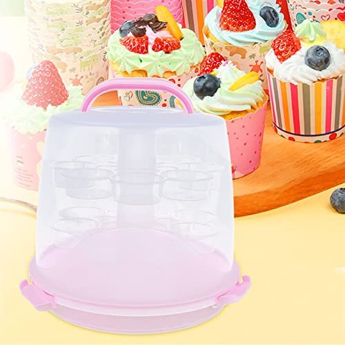 24 Cupcake Carrier Storage Cake Carrier Box Portable 3 Tier Cupcake Holder Dome Box with Locking Lid and Handle, 11.22x 8.66x 9.84Inch