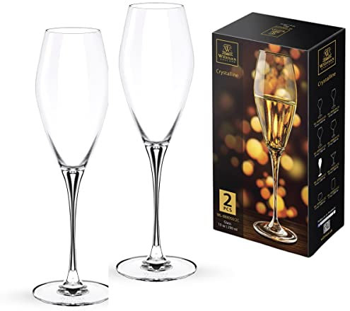 Wilmax Verres à champagne, lot de 2-290 ml - Verres à champagne - Verres en cristal - Verres à boire - Verre à champagne - Coupes à champagne - Verres à vin mousseux - Flûtes à champagne