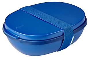 Mepal - Lunchbox Ellipse Duo - Meal Prep Box für Erwachsene & Salatbox zum Mitnehmen - Brotdose für ein gesundes Mittagessen - Ideal für Sandwiches & Salate - 825 ml + 600 ml - Vivid blue