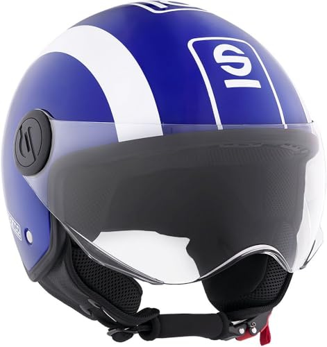Sparco Blå och vit Demi-Jet motorcykelhjälm med ABS-skal Storlek L