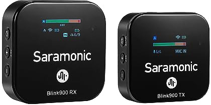 Saramonic Blink900 Pro B1 Micrófono Lavalier inalámbrico, 2.4 GHz micrófono de Solapa inalámbrico con Pantalla OLED para cámara de Video DSLR, iPhone, Android, portátil