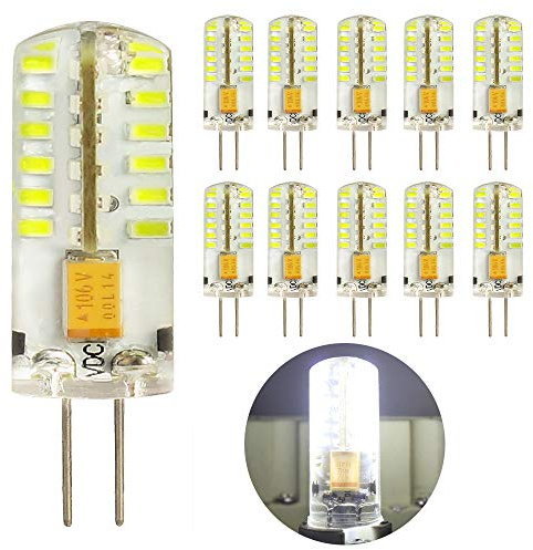 Mengjay 10 Stück 4W G4 LED Lampe Birne, 250LM, 48x3014 SMD Ersatz für 30W Halogenlampen,12V AC/DC, 6000K Kaltweiß,360° Abstrahlwinkel, LED Birnen, LED Leuchtmittel