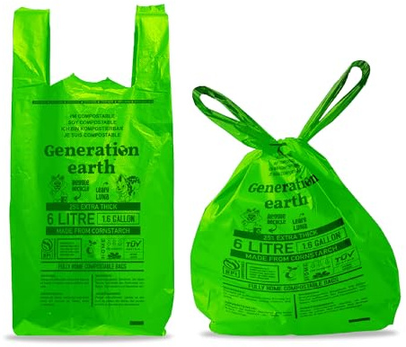 Generation earth | 120 Windelbeutel - 100% biologisch abbaubar - einfaches Bindeband - extra dick - geruchsfreier Hygiene-Abfallbeutel - große Windelbeutel für Erwachsene
