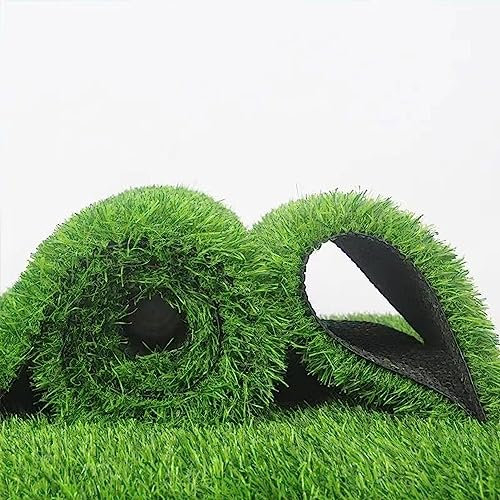 HUHJYUGE Kunstrasen Teppich 4x4m, Rasenteppich Outdoor, Kunstrasen Rasenteppich für Garten, Florhöhe 30mm, Rasenteppic Teppich für Hunde, Gummierte Unterseite mit Drainagelöchern