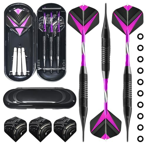 JTMKYO 1 set di freccette con punte in plastica, accessori soft-dardi, frecce elettroniche, freccette morbide professionali (viola)