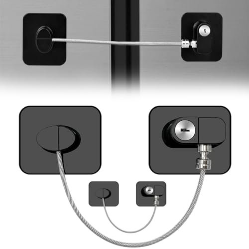 GGUFAY 2 Stück Kindersicherung für Fenster, Kühlschrank Schloss, Fenster Sicherungen Kinder, Ohne Bohren mit Schlüssel, für Waschmaschine, Schränke, Kleiderschränke, Toiletten, Weinkühler,Schwarz