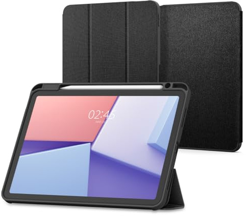 Spigen Urban Fit Hülle für iPad Air 11 und 10.9 Zoll | Elegantes minimalistisches Design mit Pencil Halter, Tri Fold Stand, Auto Sleep/Wake für M4-M2 (2026-2020) - Schwarz
