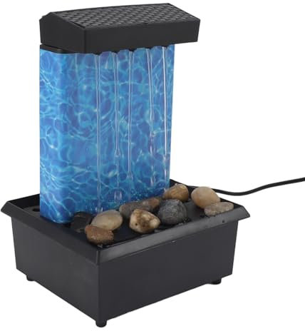 Syrisora ​​Zimmerbrunnen mit Natürlichen Flussfelsen, LED-Leuchten, Beleuchteter Wasserfall, Tischbrunnen Büro, Heimdekoration, USB-Kabel, 5 V