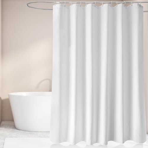 Ciusdkler Duschvorhang 180x200 Weiß, Wasserdichts Schnell Trocknender Textil Waschbar mit 12 Haken