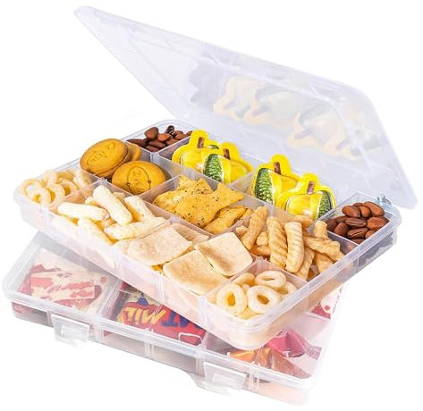 YWKJDDM Snack Box with Compartments, 2 Pcs Snack Box, Snackle Box with 36 Removable Grids Compartments Snack Storage Box with Lid for Snack Beads Screws Nuts