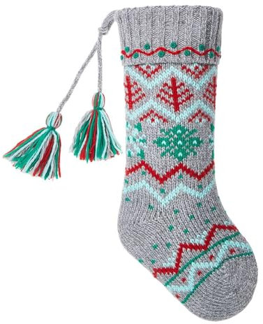 BUTLERS Weihnachtsstrumpf Norweger Strick 50x20cm X-Mas | gestrickte Kaminsocke | Festliche Dekoration zum Befüllen | Weihnachtsdeko für Nikolaus & Christkind