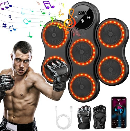 Music Boxing Machine, LED Elektronische Boxmaschine mit Musik, Unterstützt Bluetooth, 9 Geschwindigkeitsmodi, Zählmodus, Smart Musik Box Maschine für Erwachsene und Kinder Übung/Stressabbau (Schwarz)