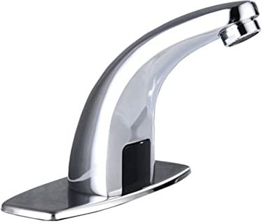 Housoutil Automatischer Aufgeblasener Sensor-wassersparhahn Berührungsloser Wasserhahn Für Badezimmer Silber