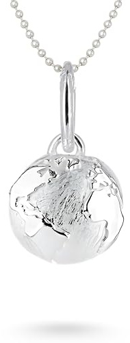 Heartbreaker Weltenbummler Anhänger klein I Edler Weltkugel-Schmuck aus 925 Sterling Silber I Nickelfreier Globus-Charm in Goldschmiedequalität I Welt-Schmuckanhänger inkl. Verpackung I LD WB 32