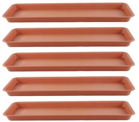 MagiDeal 5x Planter Saucer Trays Plant Drain Saucer, Sturdy, Rectangular Flower Pot Tray Plant Drip Trays for Windowsill, Office Shelf, Red