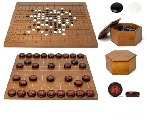 Apk i bc Go-Brett aus Holz, wasserdicht, pflegeleicht, mit vielfältigen Funktionen, für Gomoku-Schach- und Go-Spieler(A,60 * 60 * 1.6cm)