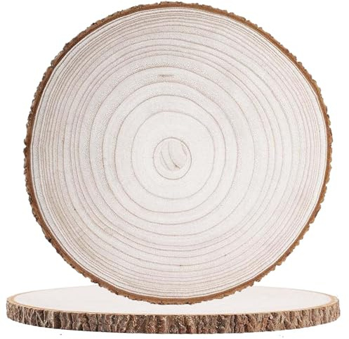 DAHI 30-34cm Holzscheiben 2stk Baumscheiben Rund zum Basteln | Paulownia Holz Scheiben f. Tischdeko Holzdeko Kerzenteller Deko Platte (30-34cm/2pcs)