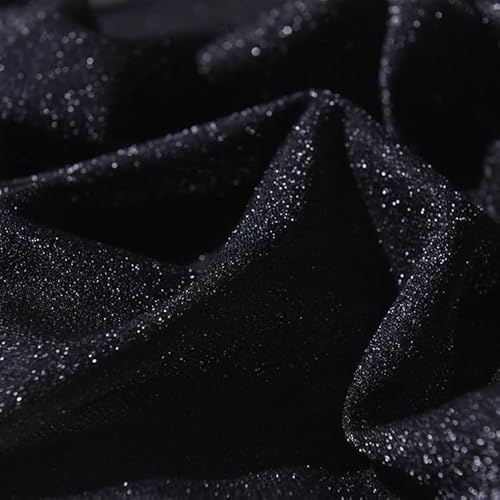 WANYI Tüllstoff Meterware 2M x 1.5M Glitzerstoff Glitzer Stoffe zum Nähen Dekostoff Hintergrund für DIY Bekleidung Fotowand Dekoration(Schwarz)